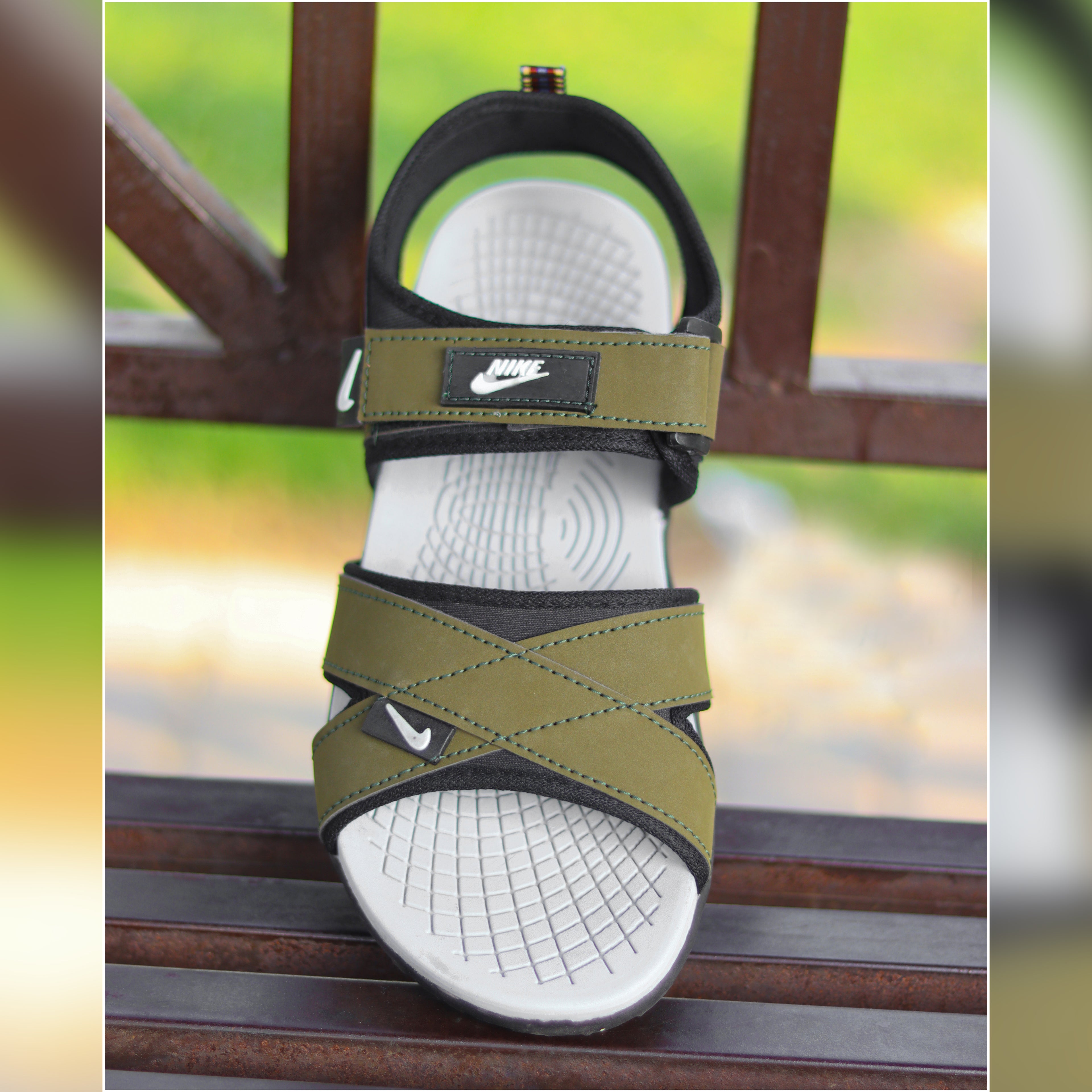 AZ Spot Men’s Olive Green Cross-Strap Sporty Sandals