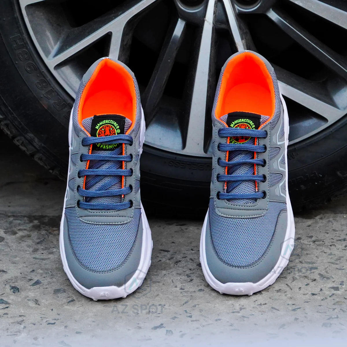 AZ Spot Men’s Pro-Run Mesh Sneakers – Slate Gray & Orange